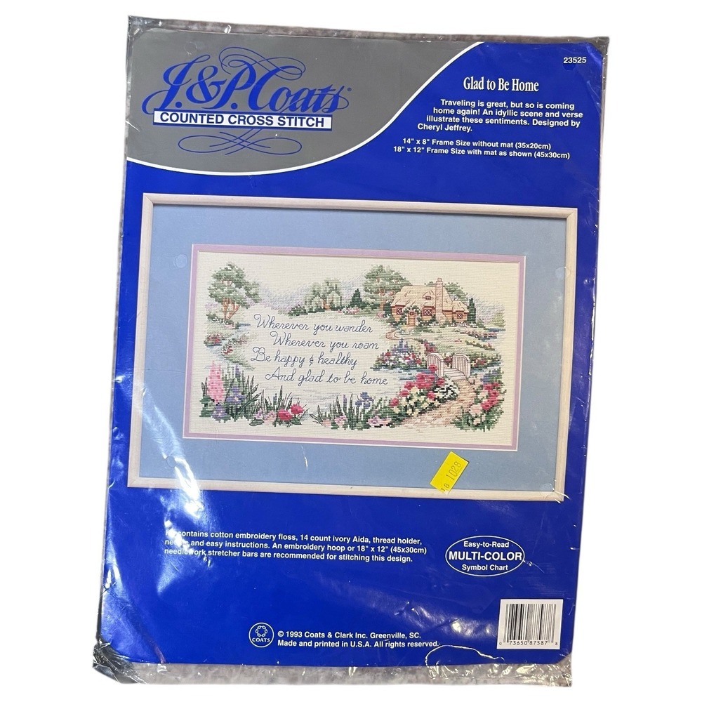 Glad To Be Home Counted Cross Stitch Kit #23525 J. &‎ P. Coats 1993 NEW